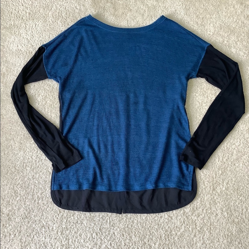 Sanctuary Ribbed Mixed Media Top with Button Back Size S
